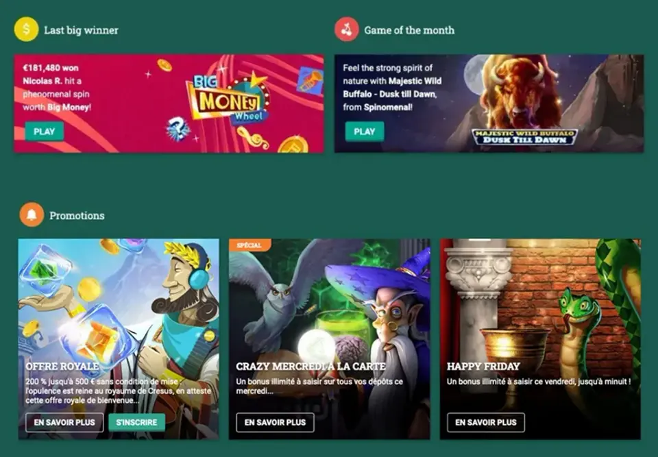 Promotions Crésus Casino